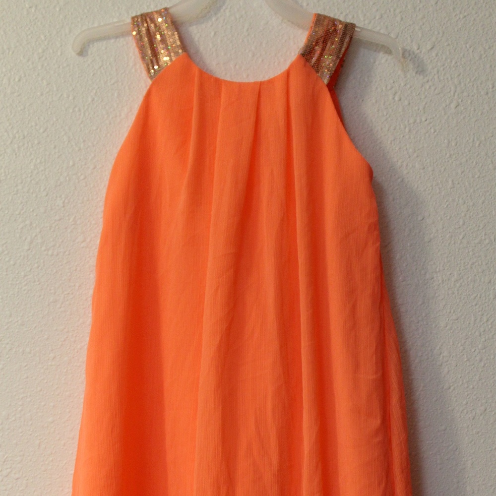 Girls Bright Orange Cream dress